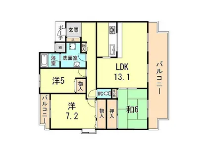 アマビリタアパートメント(3LDK/1階)の間取り写真