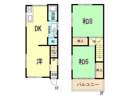 阪神本線 西灘駅 徒歩4分 2階建 築43年(3DK)の間取り写真