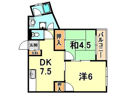 マツヤパークマンション(2DK/2階)の間取り写真