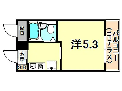 ライフピアモア六甲(1K/1階)の間取り写真