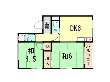 川崎マンション(2DK/1階)の間取り写真