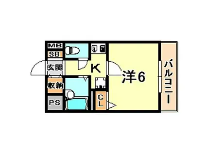 六甲ヒノキ(1K/2階)の間取り写真