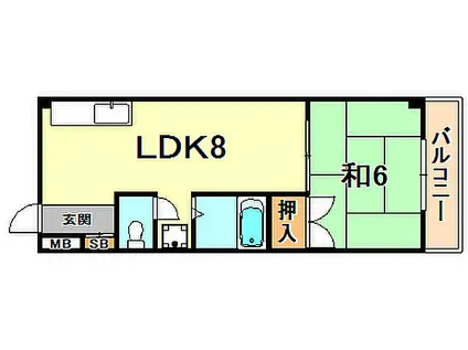 ラガール深江(1LDK/3階)の間取り写真