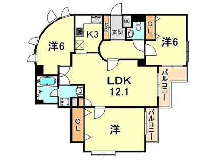 ハウス47(3LDK/1階)の間取り写真