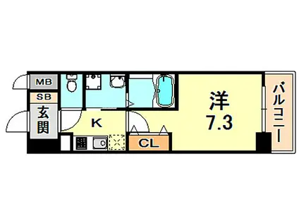 エヴァステージ神戸六甲(1K/7階)の間取り写真