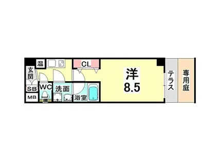 ロアール神戸住吉(1K/1階)の間取り写真