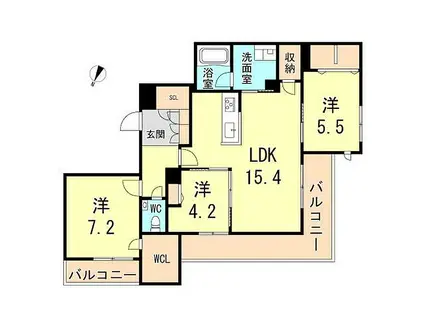 シャーメゾン マーリエIII(3LDK/2階)の間取り写真
