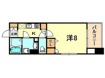 ワコーレ六甲道オービット2(1K/4階)の間取り写真