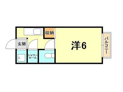 サンハイツ勝野(ワンルーム/2階)の間取り写真