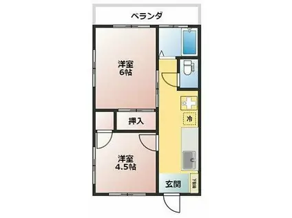 第1岸マンション(2K/2階)の間取り写真