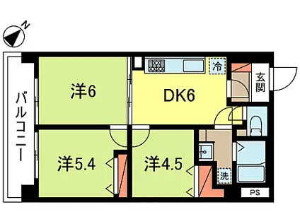 JR中央本線 荻窪駅 徒歩3分 7階建 築51年(3DK/2階)の間取り写真