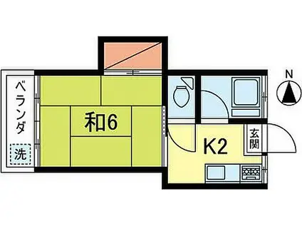 JR中央本線 荻窪駅 徒歩6分 2階建 築45年(1K/2階)の間取り写真