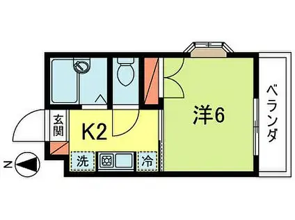 JR中央本線 荻窪駅 徒歩13分 2階建 築25年(1K/2階)の間取り写真