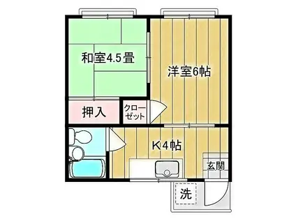 東和サニーハイツ(2K/2階)の間取り写真