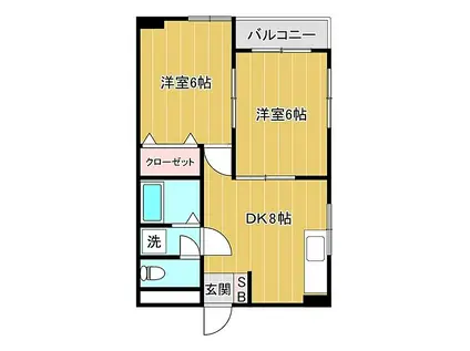 ホワイトハイツ川口ビル(2DK/1階)の間取り写真