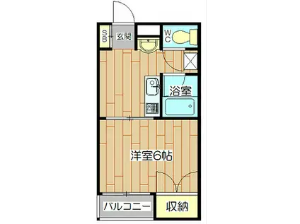 レジデンス摂津(1K/2階)の間取り写真