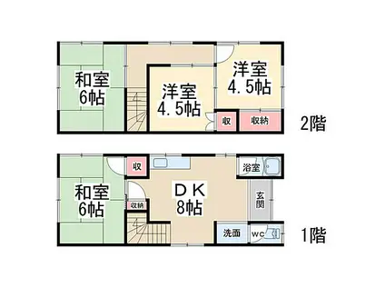 JR福知山線 川西池田駅 徒歩16分 2階建 築46年(4DK)の間取り写真