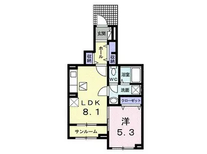 いちぢくばた家(1LDK/1階)の間取り写真
