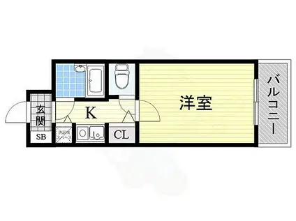 リーガル西天満(ワンルーム/3階)の間取り写真