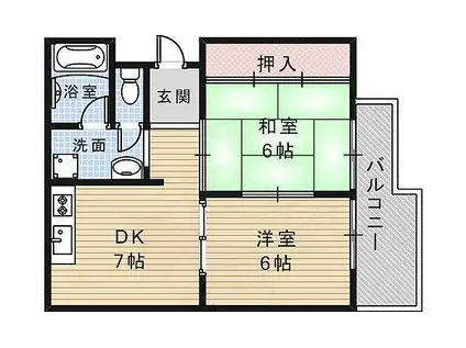 サンロイヤル(2DK/3階)の間取り写真