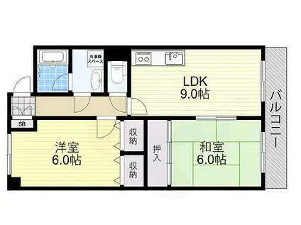 メゾンオークラ(2LDK/1階)の間取り写真