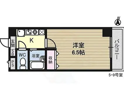 おおきに新大阪駅前サニーアパートメント(1K/5階)の間取り写真