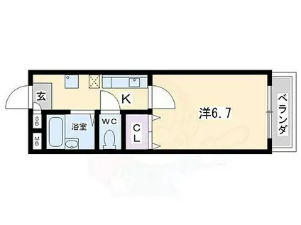 スクエア西賀茂(1K/1階)の間取り写真
