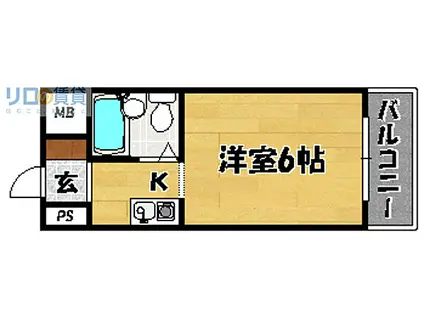 阪急千里線 下新庄駅 徒歩6分 5階建 築33年(1K/4階)の間取り写真