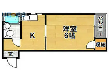阪急京都本線 相川駅 徒歩2分 3階建 築41年(1K/2階)の間取り写真