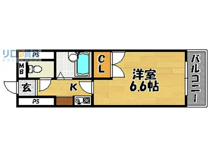 阪急京都本線 上新庄駅 徒歩6分 5階建 築35年(1K/4階)の間取り写真