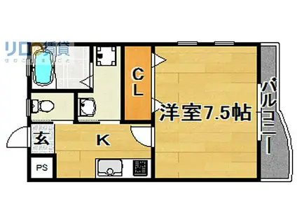 阪急千里線 下新庄駅 徒歩3分 3階建 築18年(1K/2階)の間取り写真