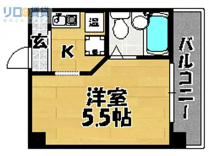 阪急京都本線 相川駅 徒歩1分 5階建 築32年(1K/5階)の間取り写真