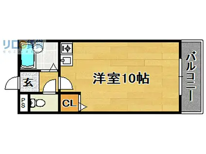 阪急京都本線 上新庄駅 徒歩7分 4階建 築28年(ワンルーム/4階)の間取り写真