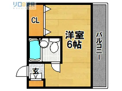 阪急京都本線 上新庄駅 徒歩1分 7階建 築29年(1K/4階)の間取り写真