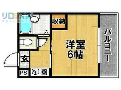 阪急京都本線 正雀駅 徒歩2分 4階建 築36年(1K/4階)の間取り写真