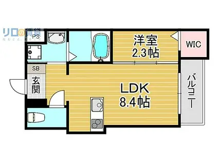 阪急京都本線 上新庄駅 徒歩7分 4階建 新築(1LDK/2階)の間取り写真