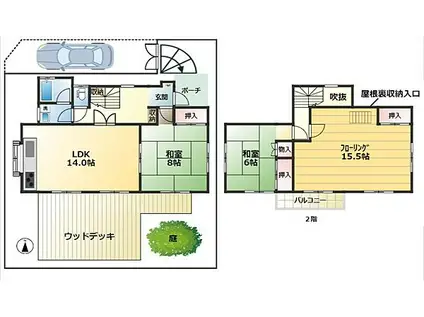 西武新宿線 花小金井駅 徒歩28分 2階建 築47年(3LDK)の間取り写真