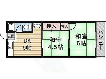 マンションコトブキ(2DK/4階)の間取り写真