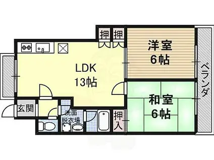 リバーサイド10番館(2LDK/5階)の間取り写真