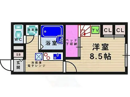 レオパレスMS INNⅠ(1K/1階)の間取り写真