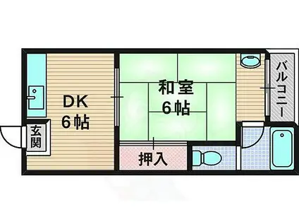 なかよしマンション東淀川(1DK/3階)の間取り写真
