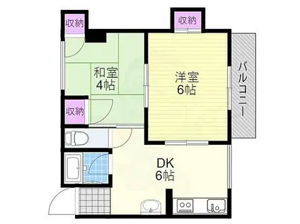 阪急千里線 下新庄駅 徒歩2分 4階建 築40年(2DK/2階)の間取り写真