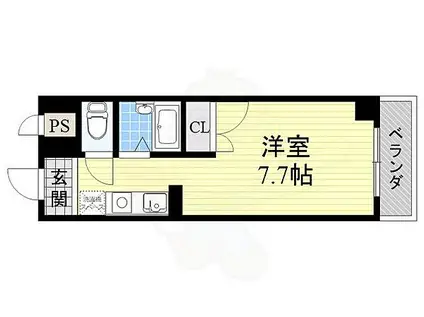 カンタル新大阪(ワンルーム/3階)の間取り写真