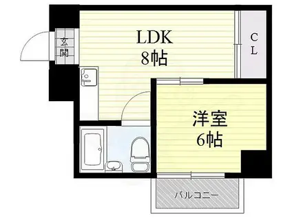 ICUBE都島(1LDK/1階)の間取り写真