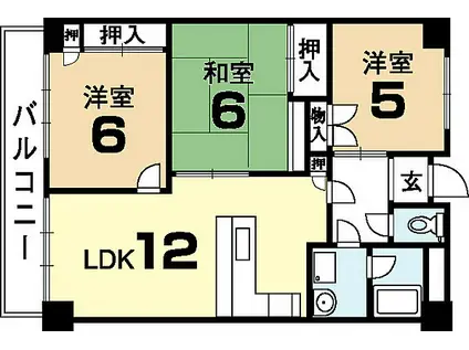 アーチスト島田(3LDK/4階)の間取り写真