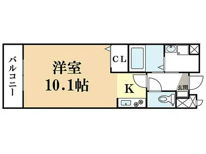 近鉄京都線 新田辺駅 徒歩13分 3階建 築15年(ワンルーム/1階)の間取り写真