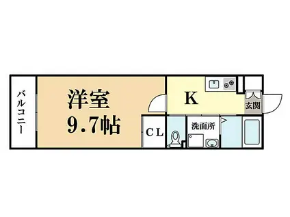 シェルグラン京田辺(1K/3階)の間取り写真