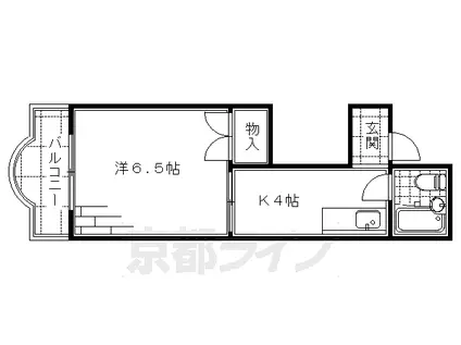 シャイニング桃山(1K/1階)の間取り写真