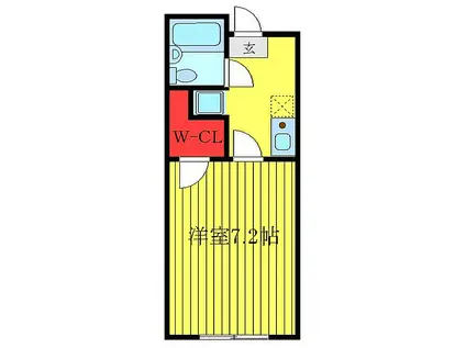 秀華五番館(1K/2階)の間取り写真