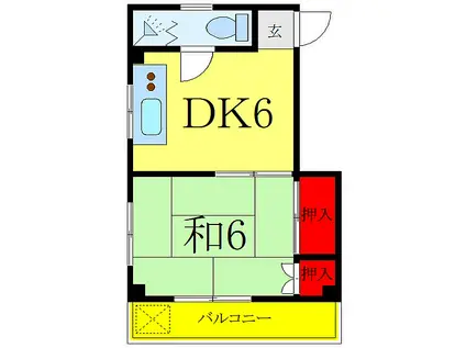 武藤マンション(1DK/3階)の間取り写真